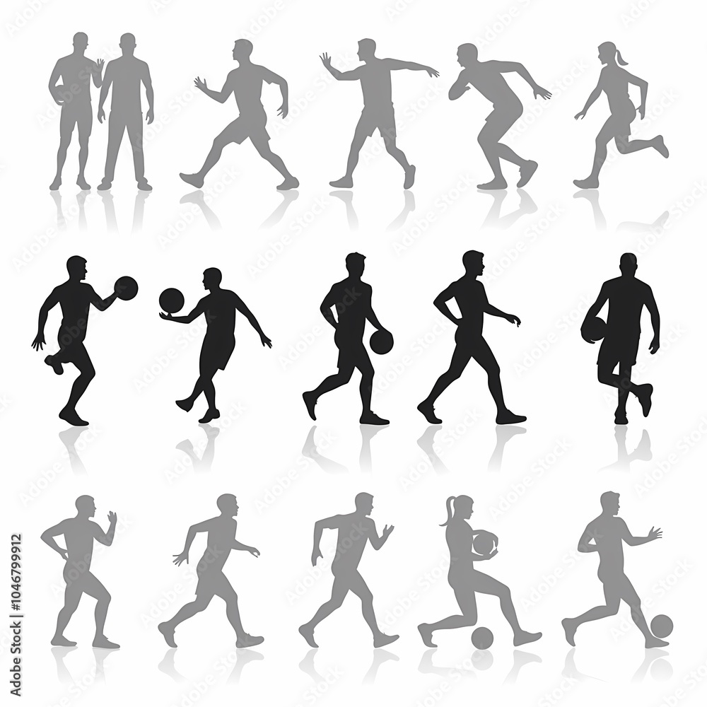 Fototapeta premium Silhouette vector of men playing basket ball in competition