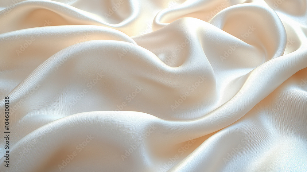 Obraz premium Soft Cream Satin Waves, Ai Generative