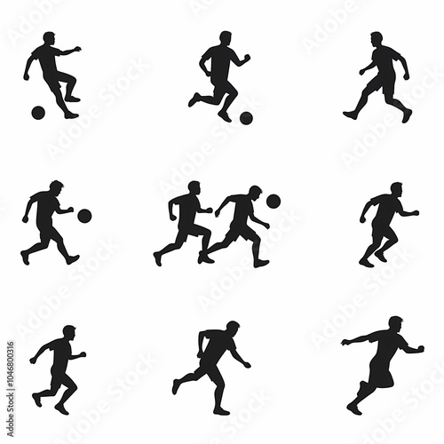 Wallpaper Mural Silhouettes of running football players with a ball, vector illustration Torontodigital.ca