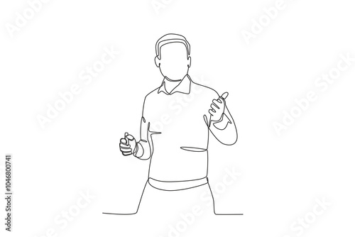 Continuous one line drawing of Male teacher teaching in class, Teacher_s day