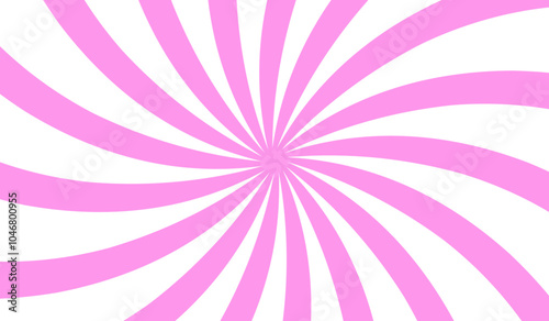Candy color sunburst background. Abstract  cream sunbeams design wallpaper. Colorful spinning lines for template, banner, poster, flyer. Sweet rotating cartoon swirl or whirlpool. Vector backdrop
