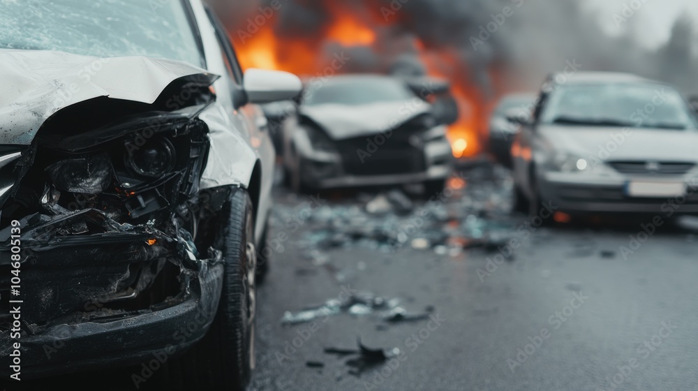 Multiple Vehicle Accident on Highway Scene Multiple Vehicle Accident on Highway Scene