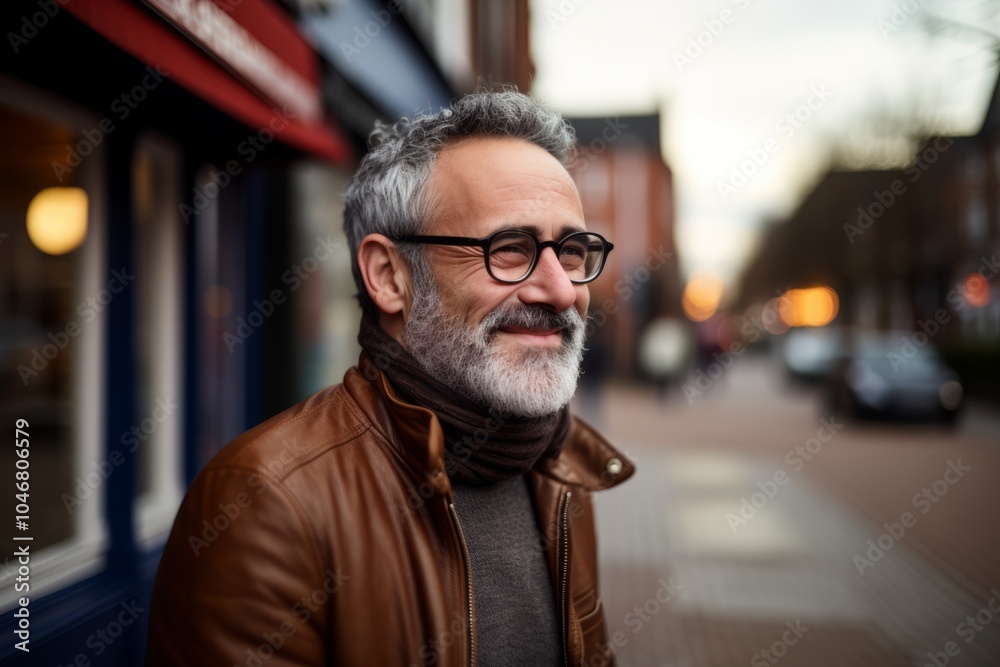 Portrait of a senior man with grey beard and glasses in the city. Portrait of a senior man with grey beard and glasses in the city.