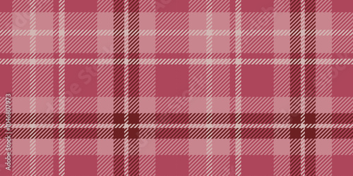 Seamless pattern showcasing a classic plaid design in shades of pink and red. The pattern features intersecting lines and squares, resulting in a traditional tartan appearance.