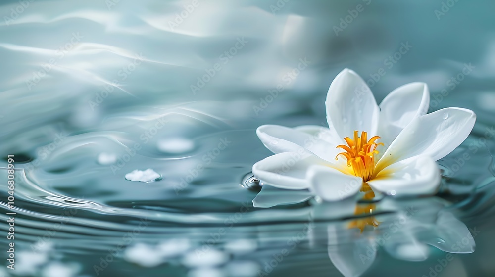 This is an image of a beautiful flower floating on water with a blurred background. This is an image of a beautiful flower floating on water with a blurred background.