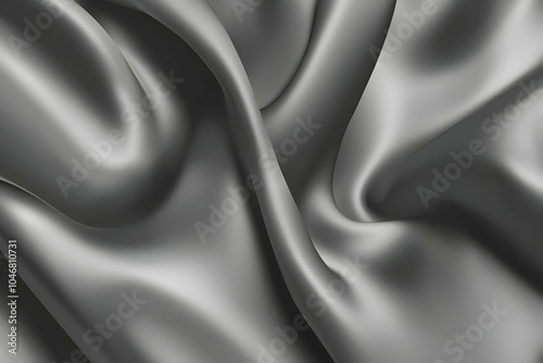 A close-up of smooth, flowing gray fabric with soft folds and creases. Black and white background images -