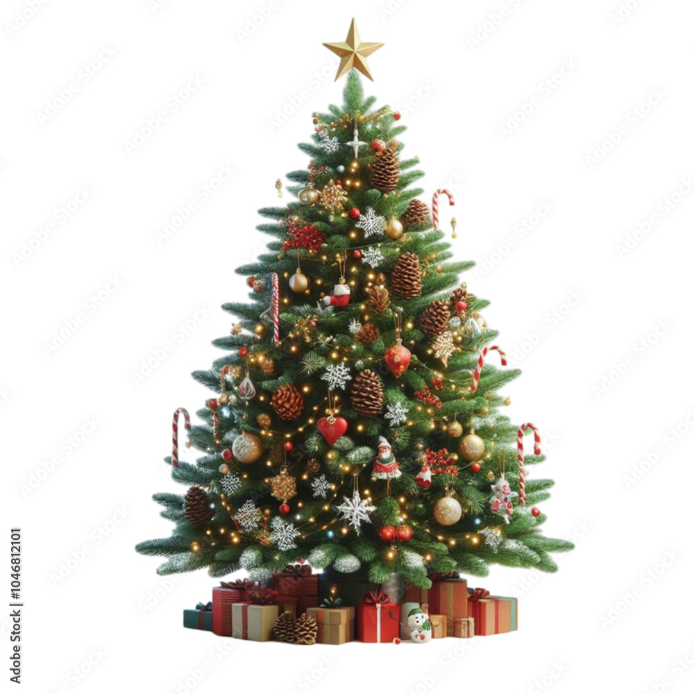 Christmas tree on transparent background png.
