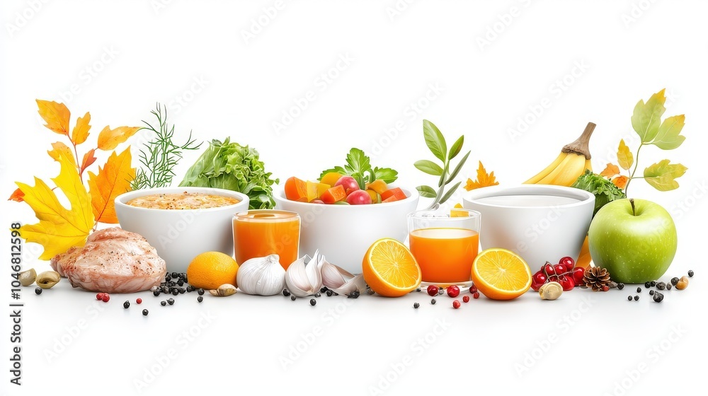 A family-style home-cooked meal of roasted vegetables and meat, presented in a warm and inviting manner on a white background. A family-style home-cooked meal of roasted vegetables and meat, presented in a warm and inviting manner on a white background.