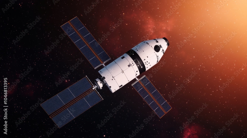 Fototapeta premium Spacecraft Docking with Space Station in Orbit