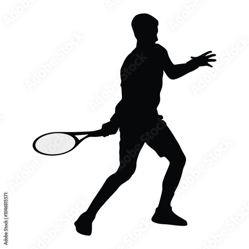Silhouette of a tennis player hitting a forehand