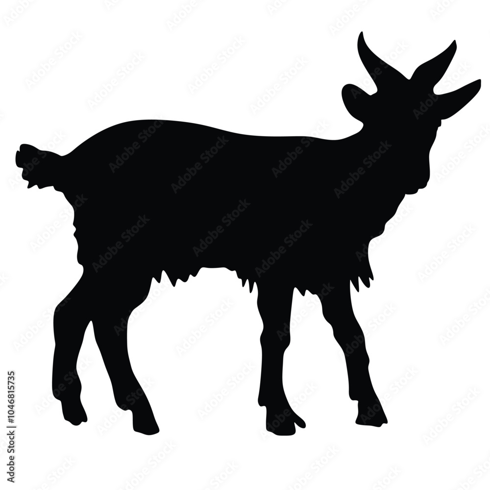 Silhouette of a goat with horns on a white background Silhouette of a goat with horns on a white background