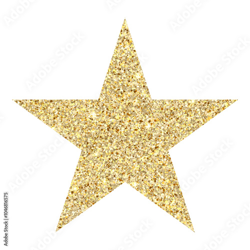 Gold glitter star vector. Gold Christmas star on white background. EPS 10