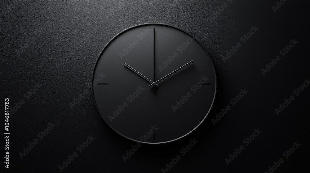 A modern black background displaying a minimalist clock design in white, emphasizing simplicity and elegance in timekeeping. A modern black background displaying a minimalist clock design in white, emphasizing simplicity and elegance in timekeeping.