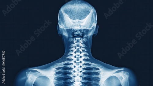 Detailed Human Cervical Vertebrae X-Ray Image photo