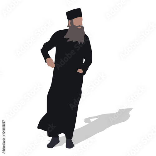 silhouette of an Orthodox priest in a black robe
