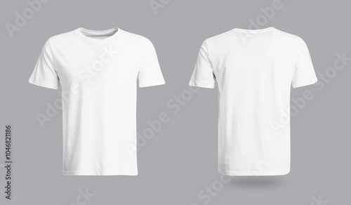 Blank white t shirt front and back mockup, plain cotton t shirt mock up template for design, branding, print, store. Empty casual apparel