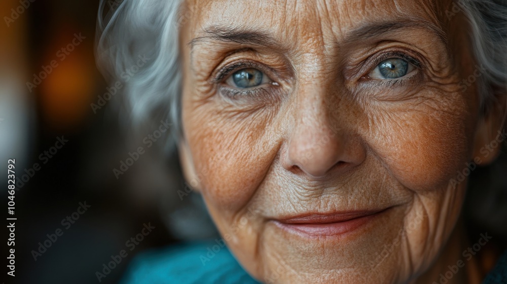 Elderly woman with kind eyes and gray hair Elderly woman with kind eyes and gray hair