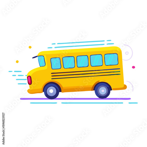 Yellow School Bus Driving with Motion Lines