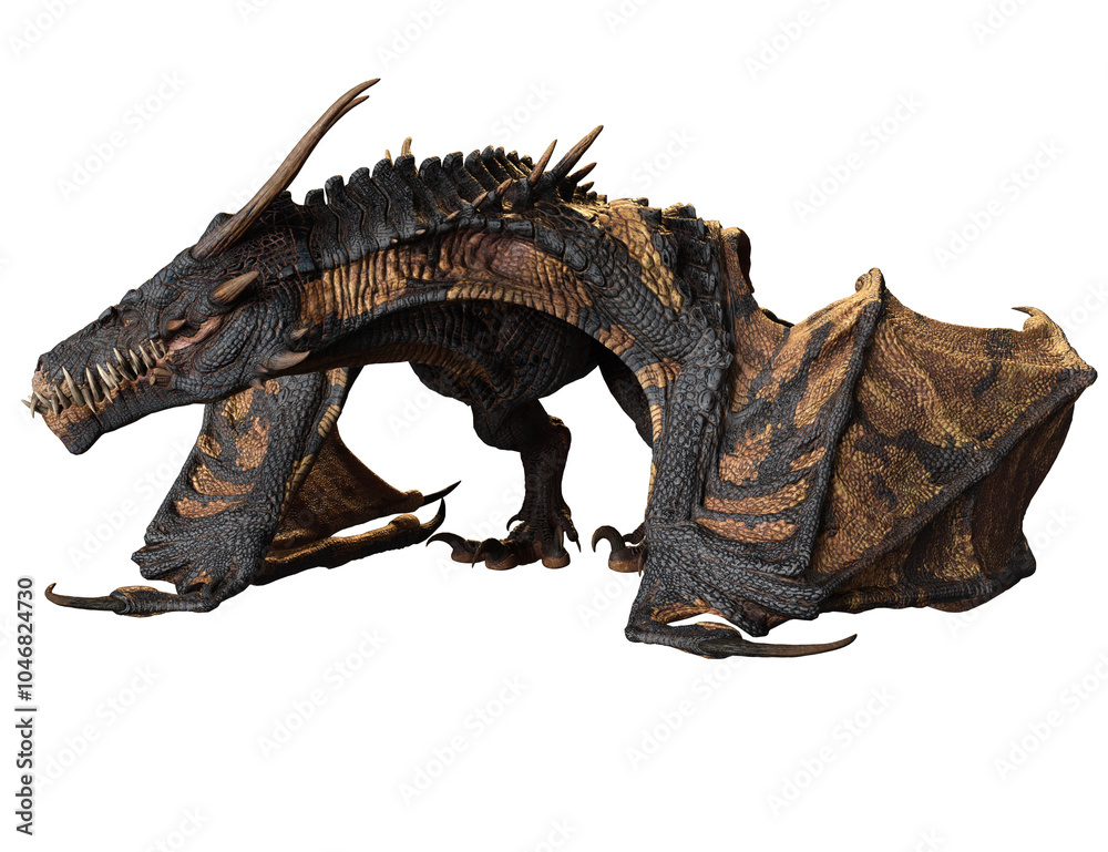 3D rendered dragon isolated on transparent background