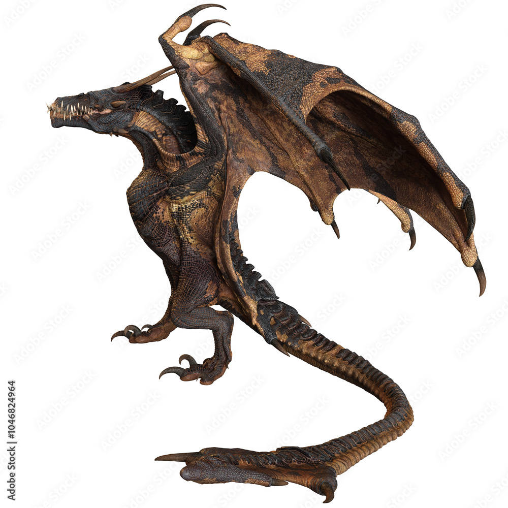 Fototapeta premium 3D rendered dragon isolated on transparent background
