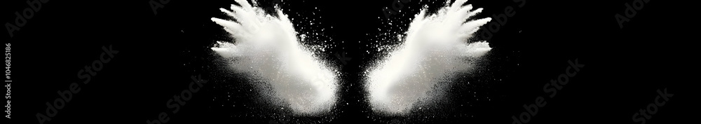 A striking visual of white wings formed from splashes against a dark background. Black and white background images - A striking visual of white wings formed from splashes against a dark background. Black and white background images -