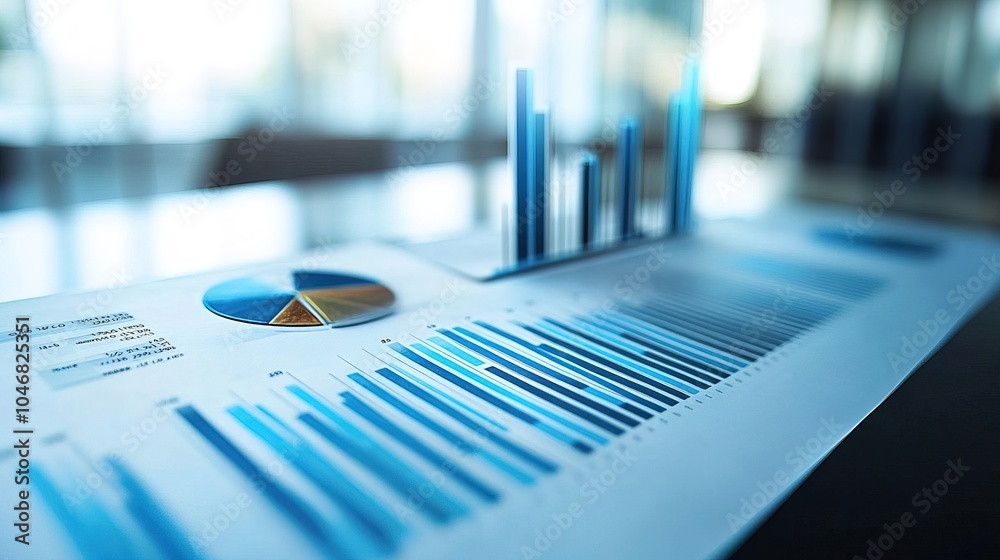 Financial graphs, analysis data, isolated presentation, studio lighting Financial graphs, analysis data, isolated presentation, studio lighting