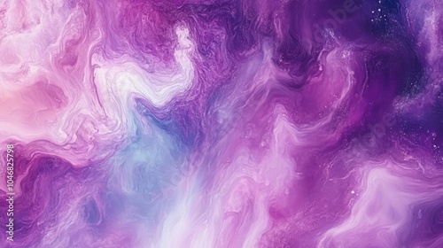 Purple Cosmic Abstract Fluid Art Background with Swirls, Twists, and Celestial Hues,