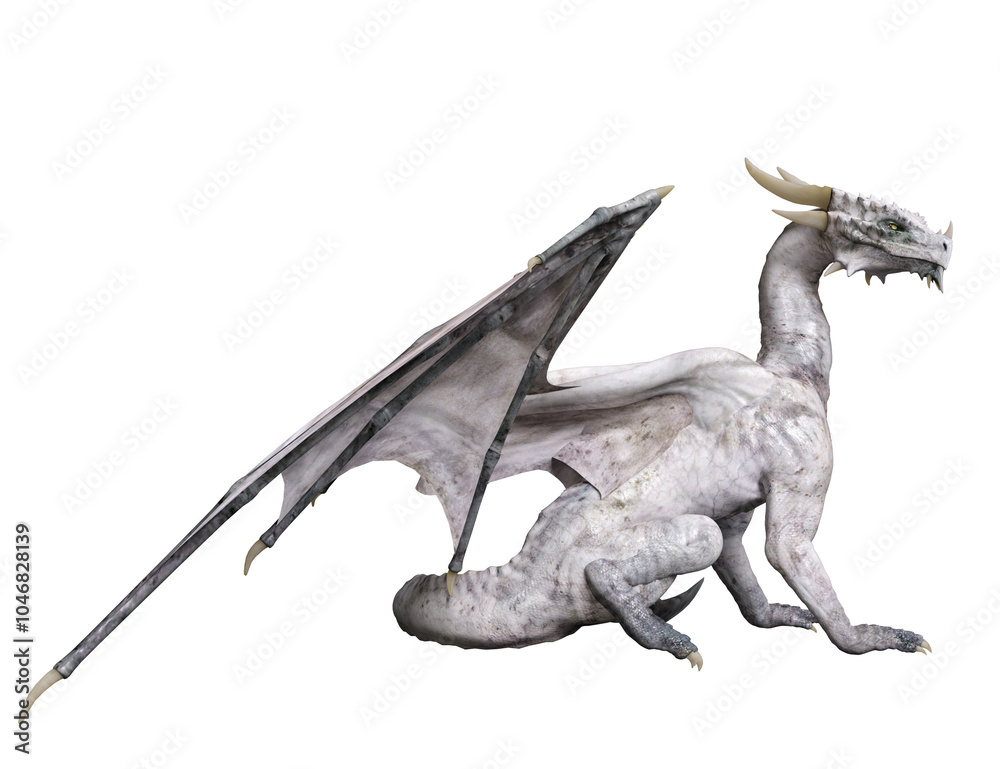 3D rendered white dragon isolated on transparent background 3D rendered white dragon isolated on transparent background
