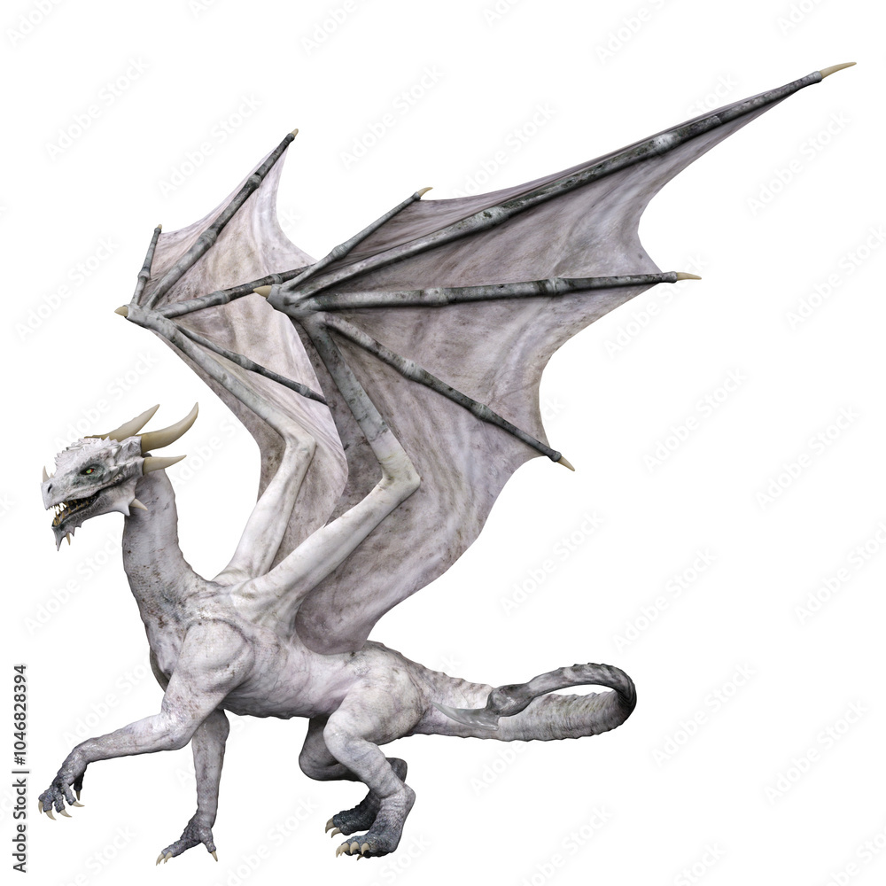 3D rendered white dragon isolated on transparent background 3D rendered white dragon isolated on transparent background