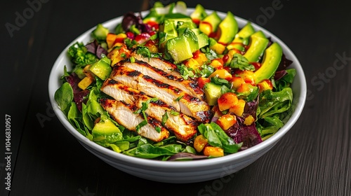 Fresh Vibrant Salad with Avocado and Grilled Chicken