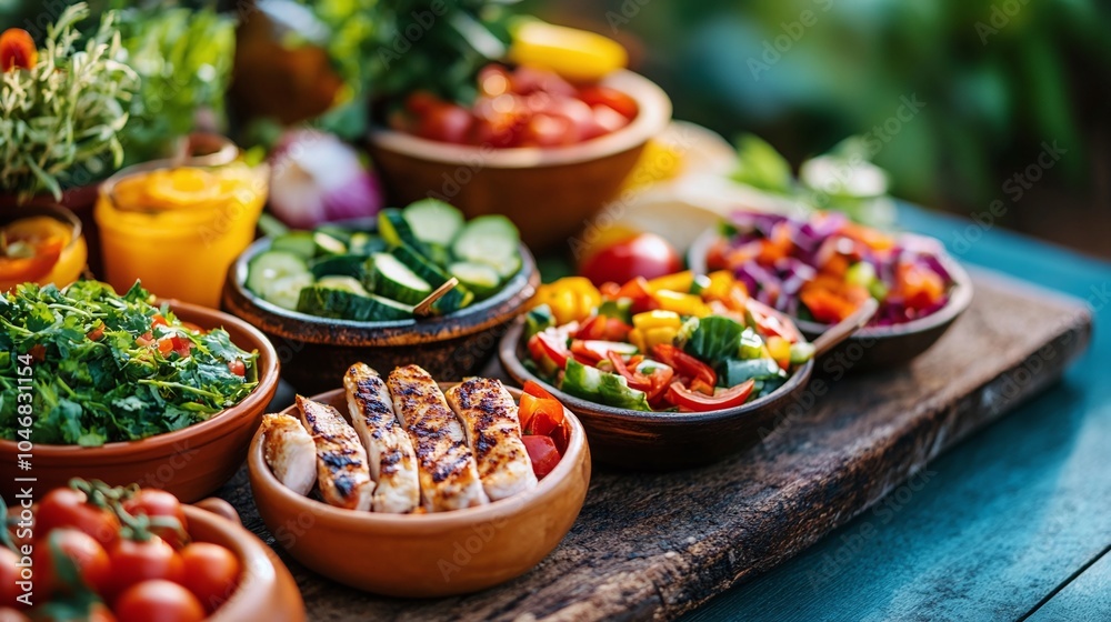 Fototapeta premium Vibrant Taco Spread with Fresh Fillings and Ingredients