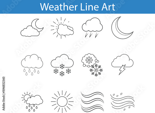Weather Line Art Icons for Design