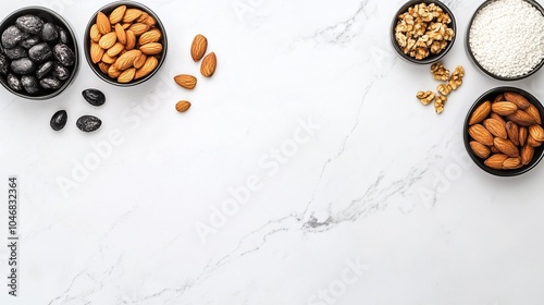 Minimalist Snack Arrangement on Marble Surface