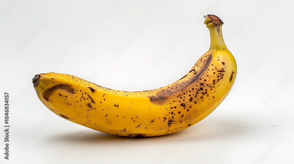 A bright yellow banana, perfectly ripe and isolated on a pure white background, highlighting its smooth texture and curves. A bright yellow banana, perfectly ripe and isolated on a pure white background, highlighting its smooth texture and curves.