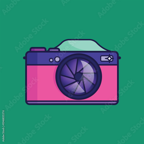Digital bright colored vector illustration of a camera