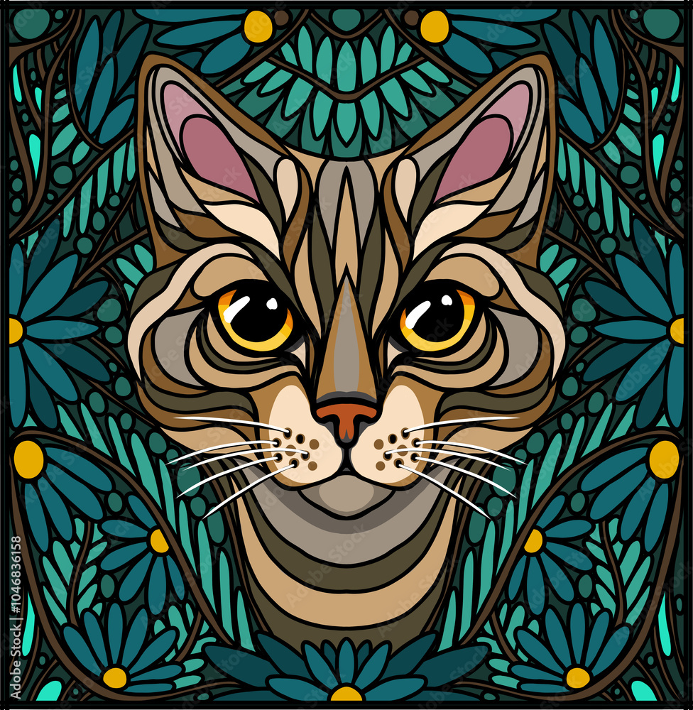 Portret kota w stylu art nouveau