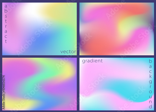 Collection of aesthetic holographic blur blend modern backgrounds. Great for social media stories, album covers, banners, templates for digital marketing