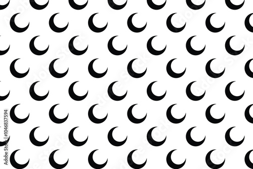 Crescent moon pattern . Seamless pattern with black crescent moon . Crescent moon background . Vector illustration