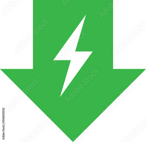 Green energy reduction arrow icon .  Reduce energy icon vector