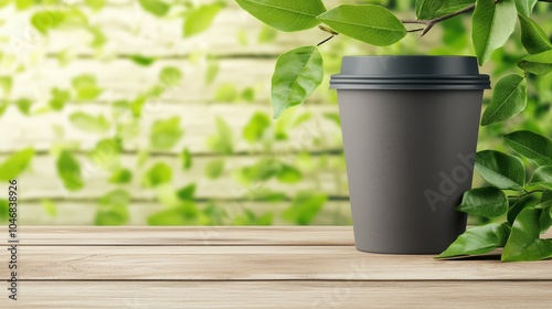 Stylish Reusable Coffee Cup in Natural Cafe Setting