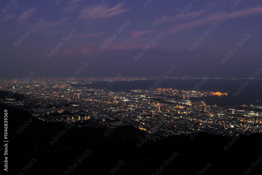 神戸と大阪湾の夜景 掬星台からの眺め 神戸と大阪湾の夜景 掬星台からの眺め