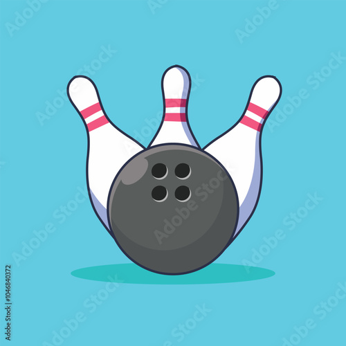 Bowling ball Cartoon Vector Icon Illustration. Bowling ball Object Icon Concept Isolated Premium Vector. Flat Cartoon Style