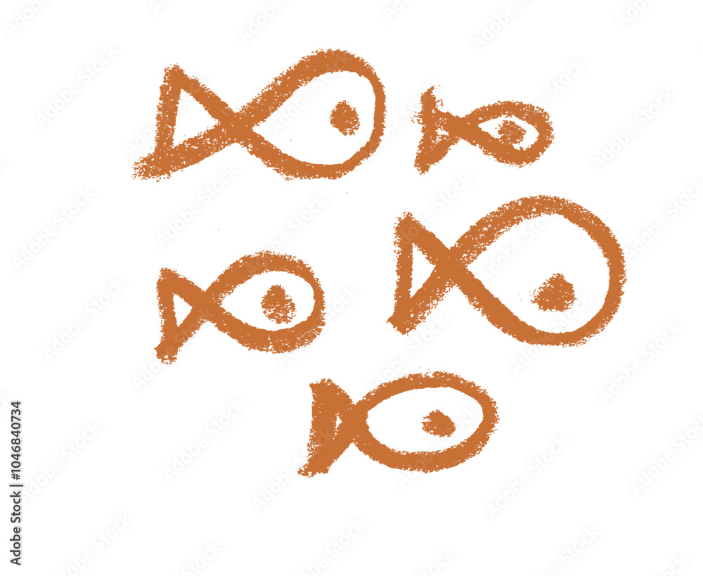 Fishes Icon Crayon Chalk Drawing Vector Fishes Icon Crayon Chalk Drawing Vector