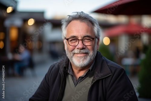 Portrait of a senior man with eyeglasses in the city