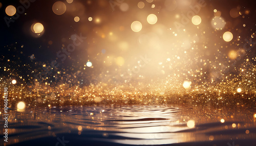 Glittering particles dance in shallow water, surrounded by holiday sparkle, under a luxurio_1(463) photo