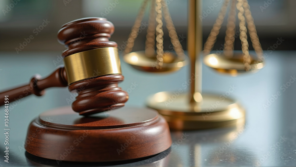 Gavel and scales side by side as a symbol of the legal system, the rule of law and the judiciary in the state - ai generated Gavel and scales side by side as a symbol of the legal system, the rule of law and the judiciary in the state - ai generated