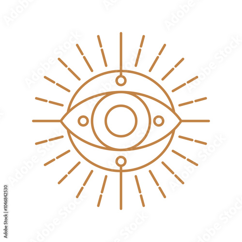 Minimal magic all seeing eye icon vector illustration, magic eye , celestial and mystical eye elements icon vector in lineal color style