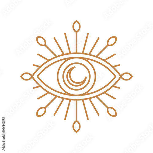 Minimal magic all seeing eye icon vector illustration, magic eye , celestial and mystical eye elements icon vector in lineal color style