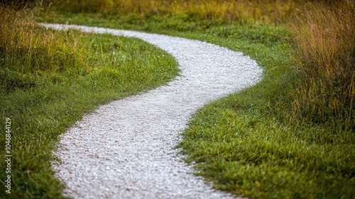 Wallpaper Mural Curved gravel path winding through lush green grass with tall, wild edges Torontodigital.ca