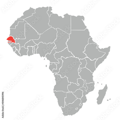 Equatorial Senegal in Africa on white background